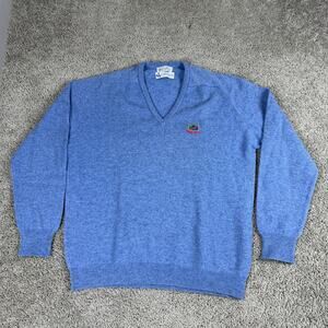 VINTAGE Lyle & Scott Sweater Mens 44/L Lambswool Pebble Beach Scotland 90s